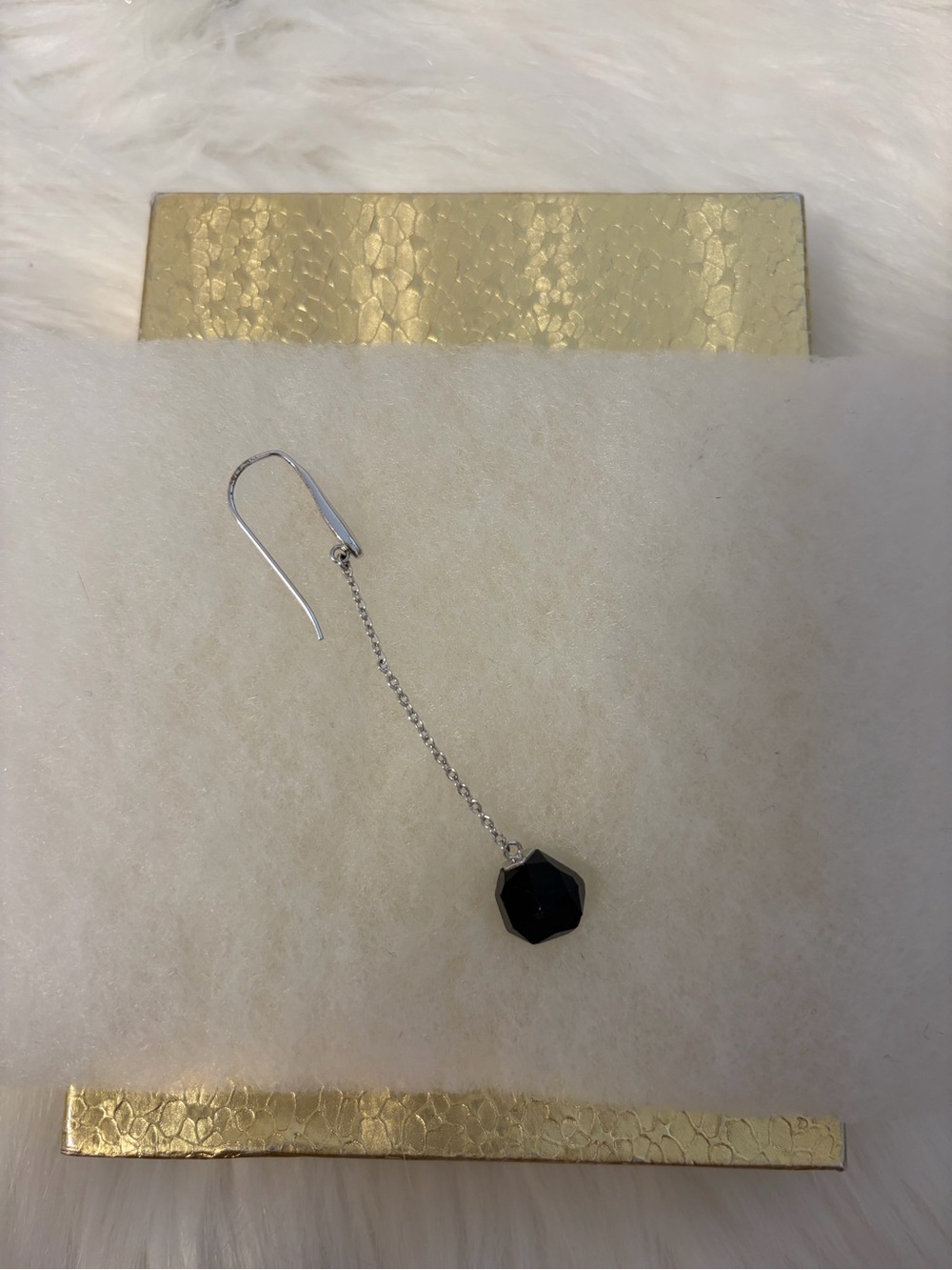 Swarovski Silver Dangly Earring w/ Black Stone